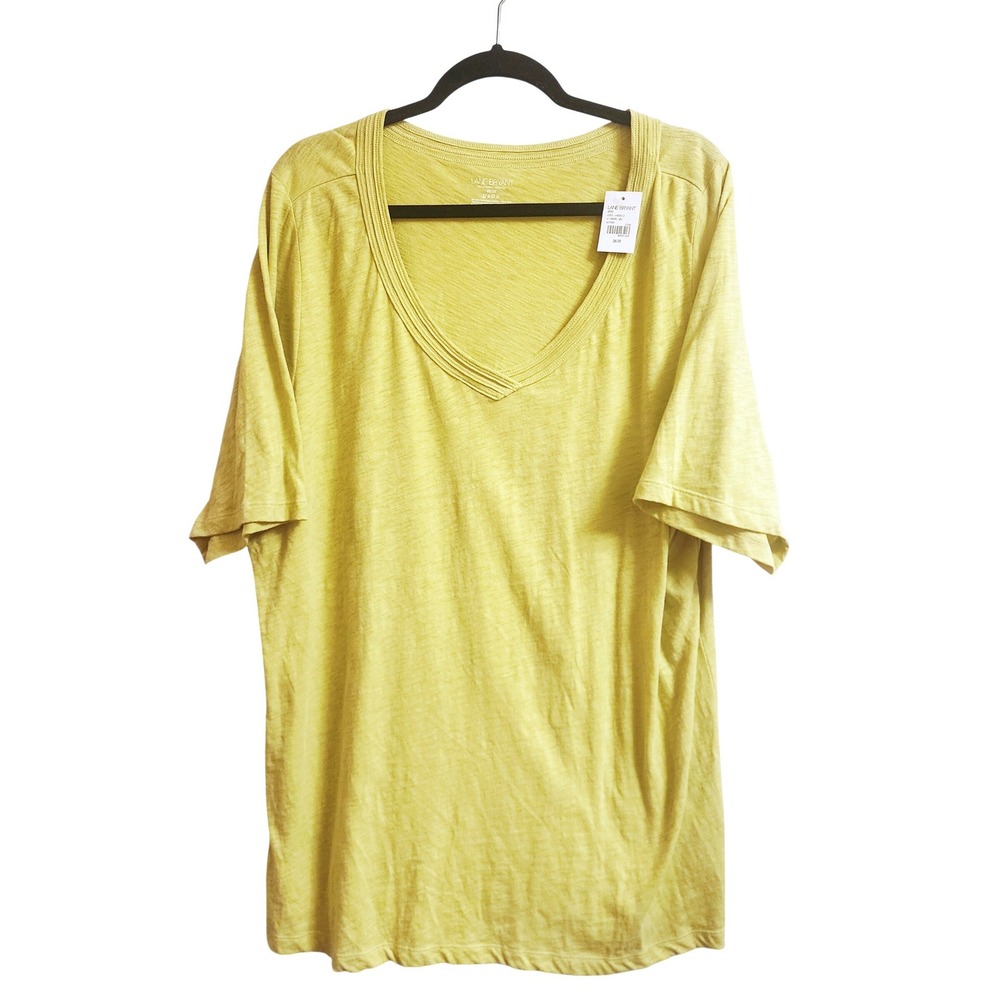 Lane Bryant V-neck T-Shirt 26/28 NWT Celadon Green 100% Slub Cotton Cury Layers